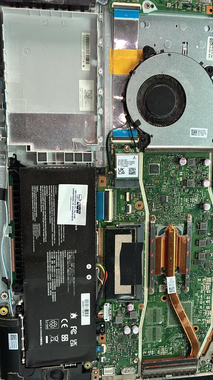 ASUS F515EA batteria nuova, pulizia ventola e pasta termica per cliente di Cinisello Balsamo