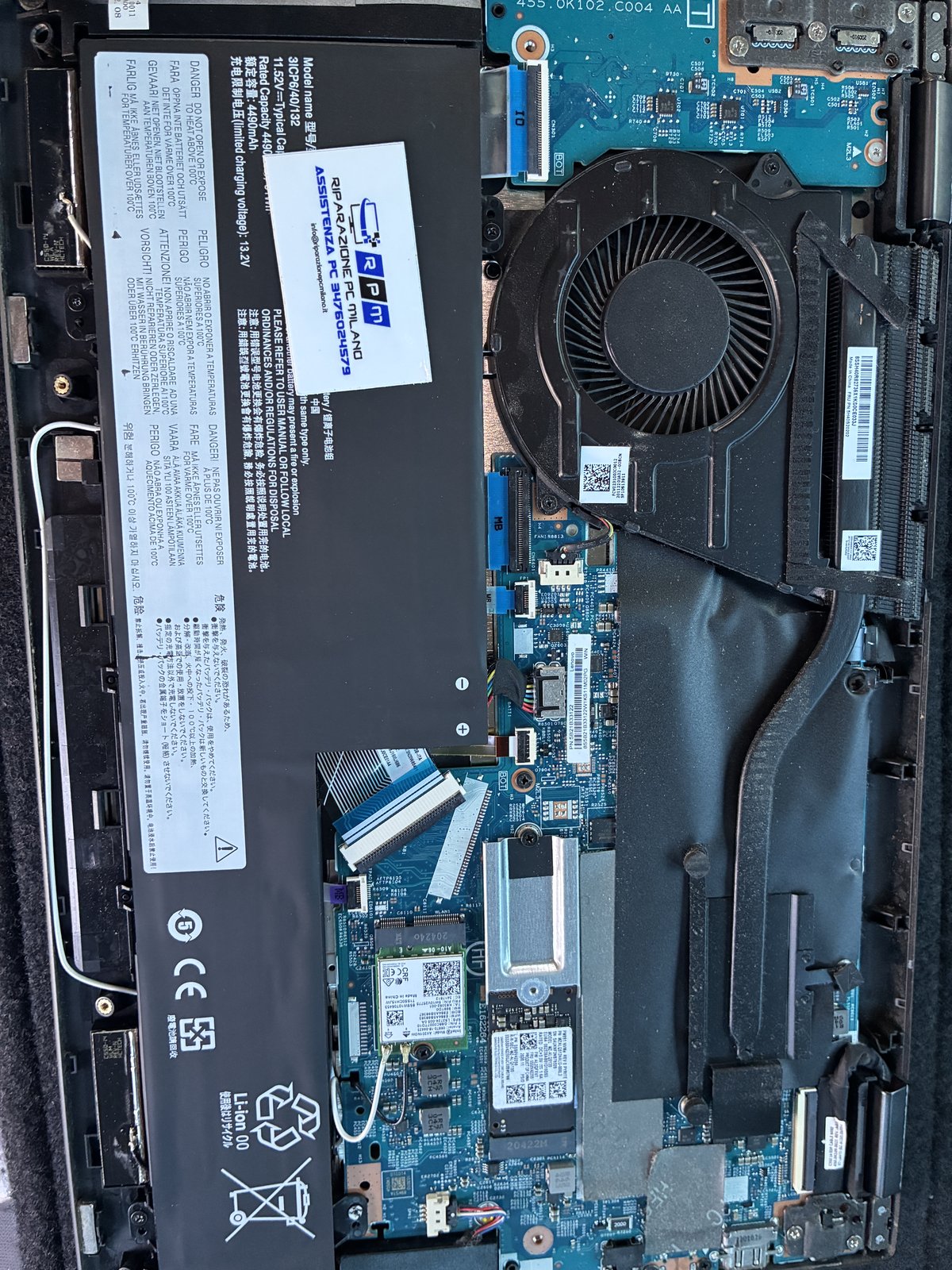 Lenovo IdeaPad Flex 5 14ITL05 dopo pulizia ventola, pasta termica e installazione della nuova batteria
