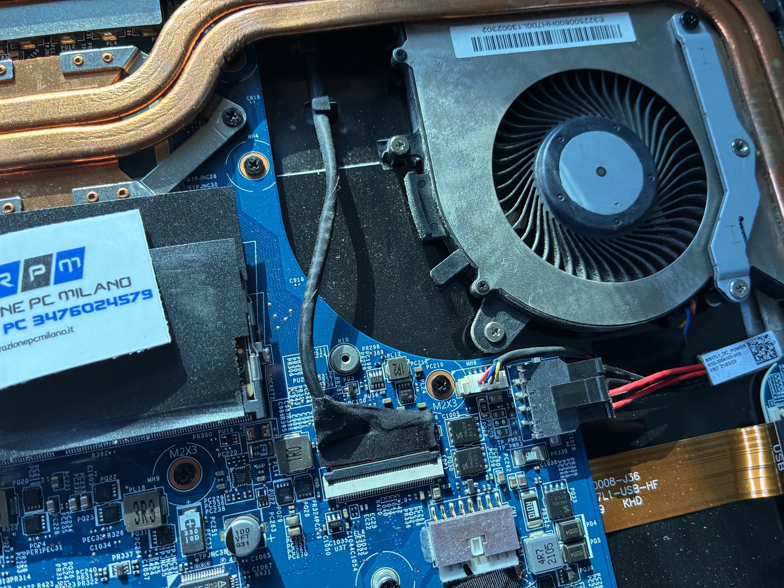Ventola e heatpipe notebook dopo pulizia e sostituzione pasta termica